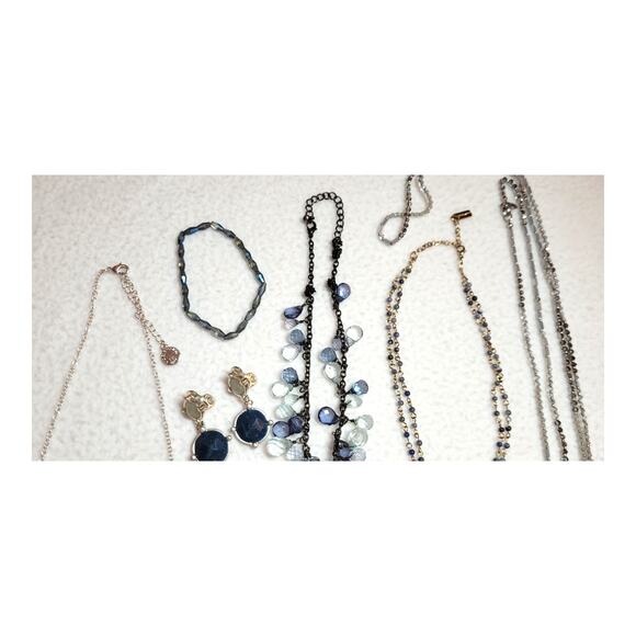 Lot Necklaces CLIP Earrings Bracelet Blue Loft Baublebar LC Napier Boho Retro - Picture 2 of 7